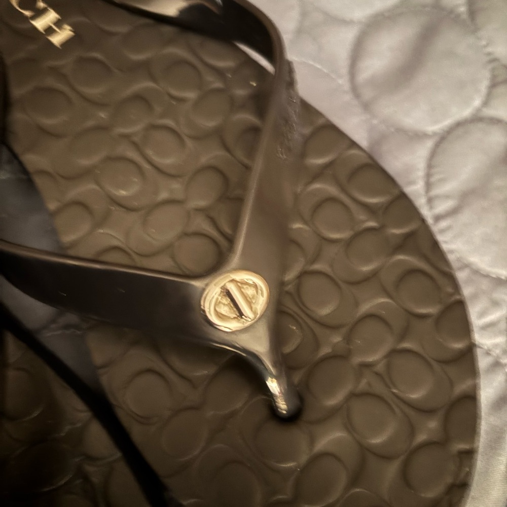 Coach Black Signature Flip Flops - Picture 2 of 5